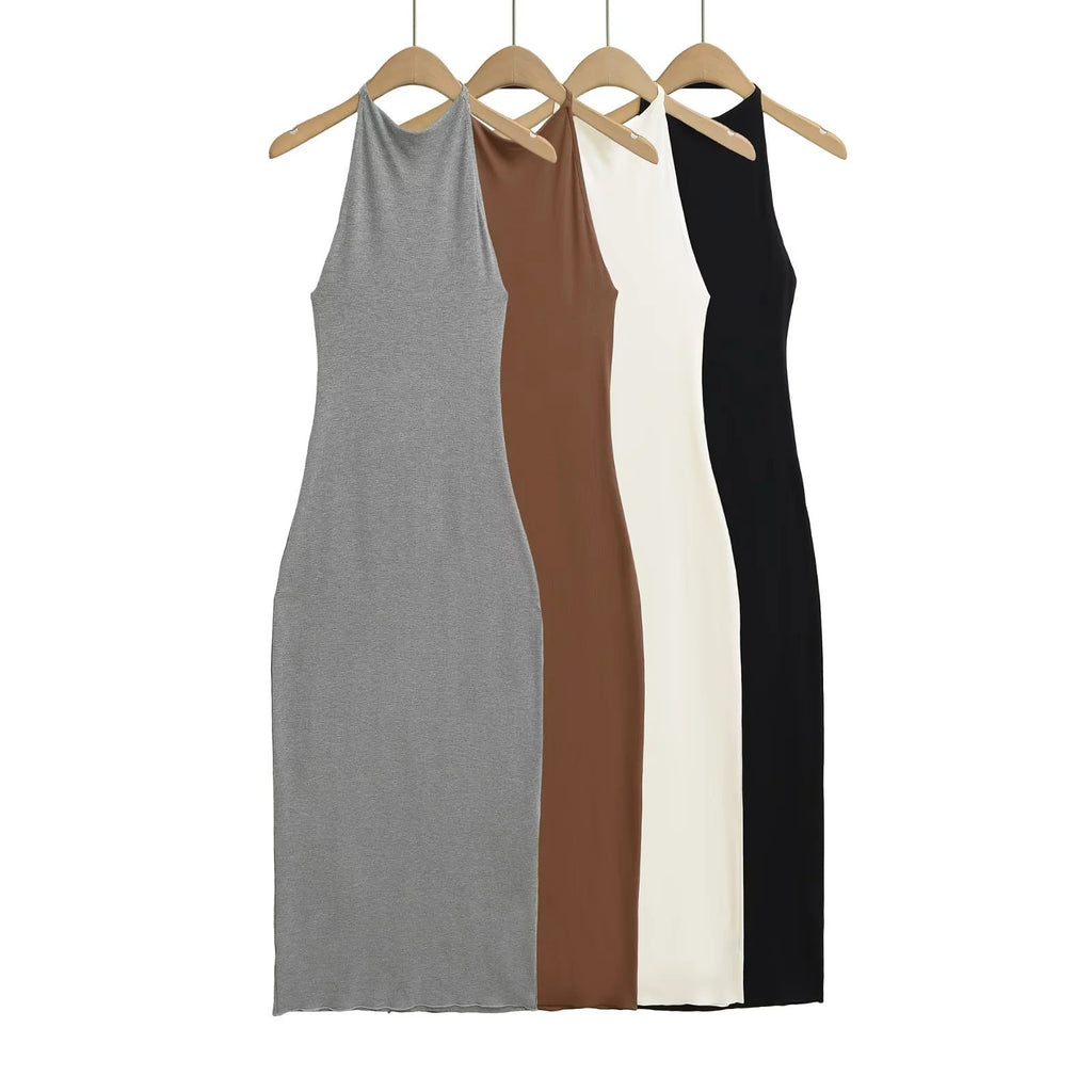 Womens Halter Backless Bodycon Long Dress