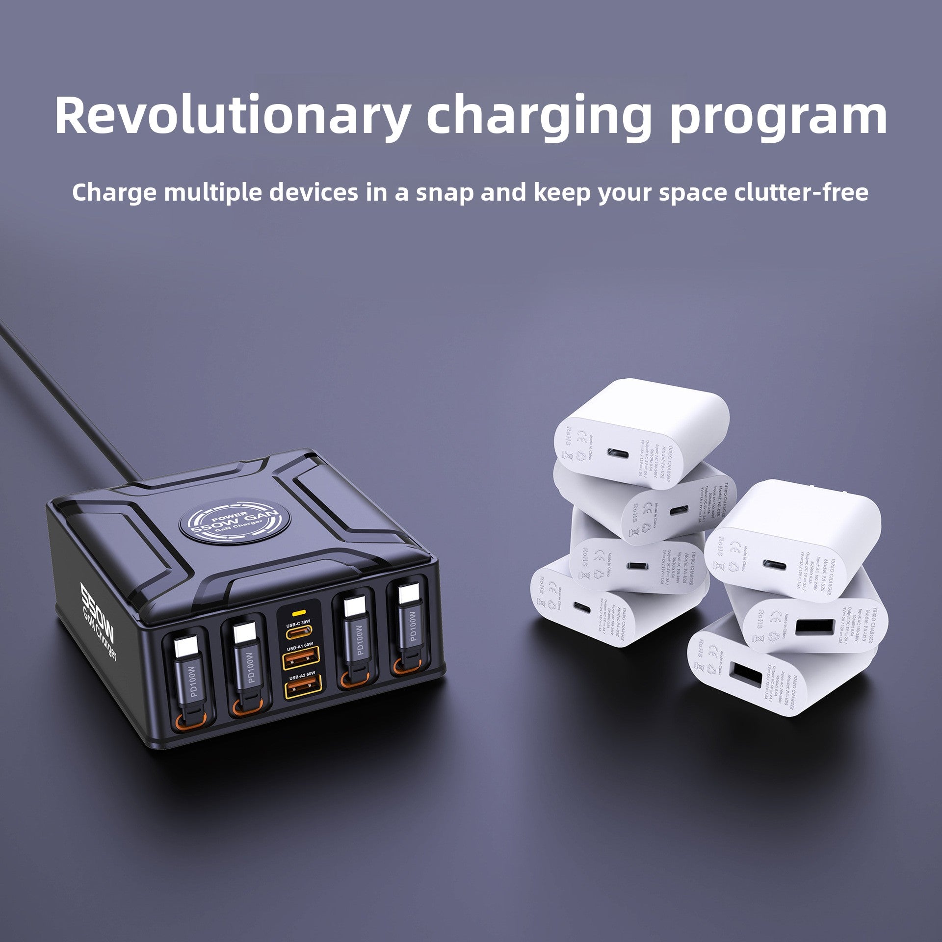 Multi-Port GaN Fast Charger with Retractable Cable