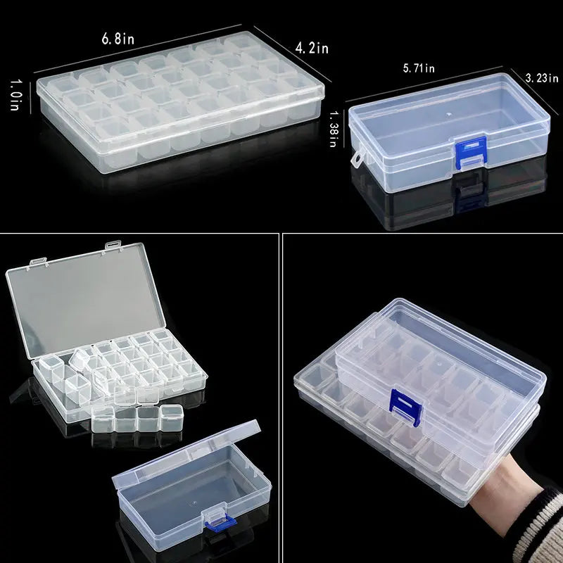 Transparent Plastic Storage Jewelry Box Compartment Adjustable Container For Beads Earring Box For Jewelry Rectangle Box Case