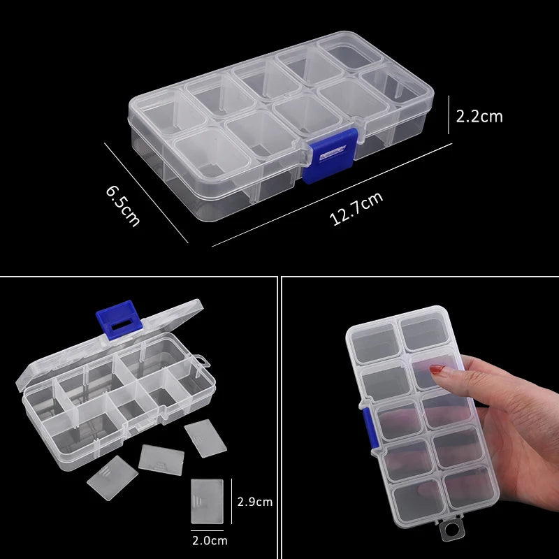 Transparent Plastic Storage Jewelry Box Compartment Adjustable Container For Beads Earring Box For Jewelry Rectangle Box Case