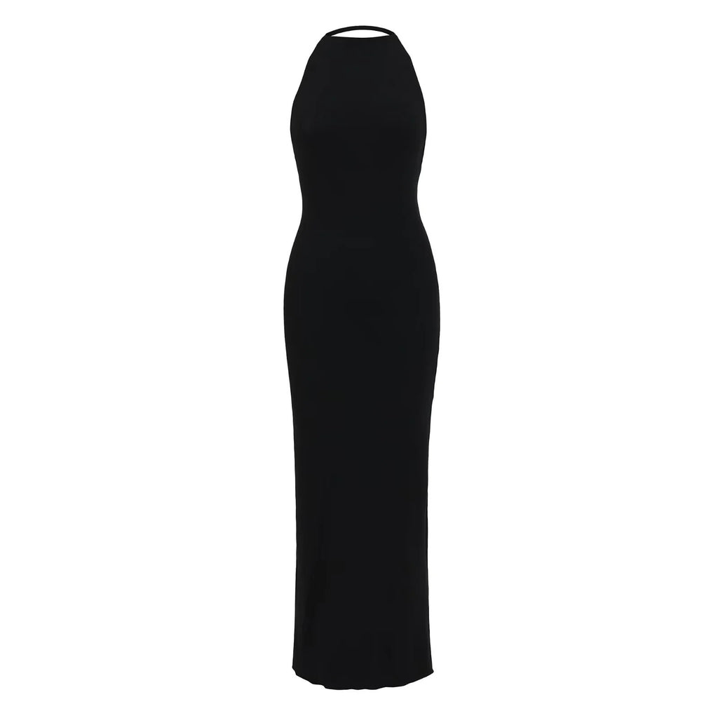 Womens Halter Backless Bodycon Long Dress