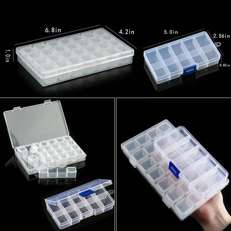 Transparent Plastic Storage Jewelry Box Compartment Adjustable Container For Beads Earring Box For Jewelry Rectangle Box Case