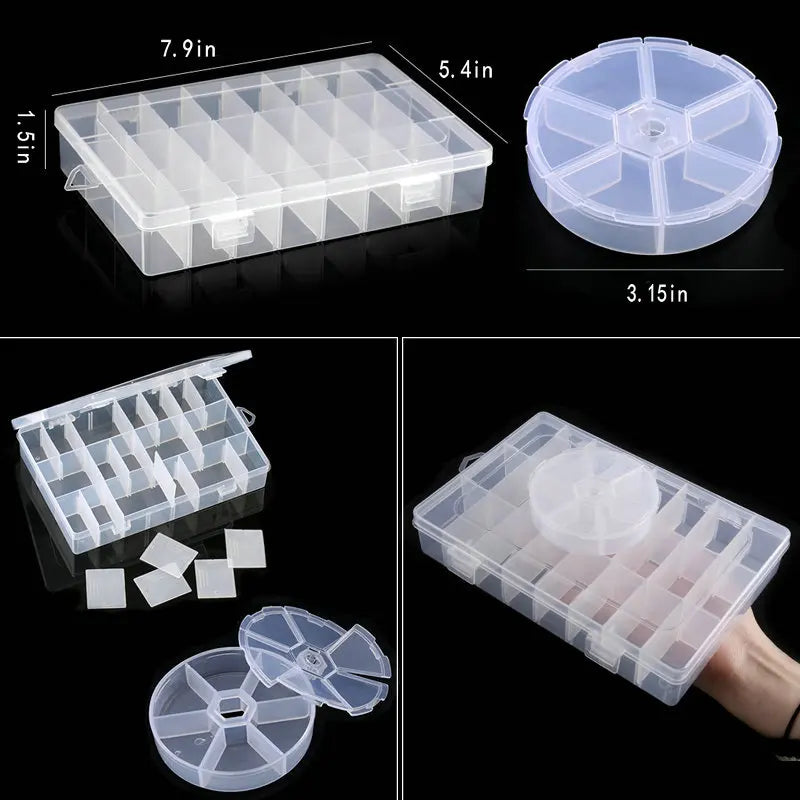 Transparent Plastic Storage Jewelry Box Compartment Adjustable Container For Beads Earring Box For Jewelry Rectangle Box Case
