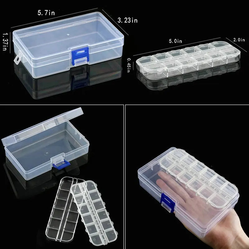 Transparent Plastic Storage Jewelry Box Compartment Adjustable Container For Beads Earring Box For Jewelry Rectangle Box Case
