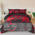 Full Size Lightweight Breathable Microfiber Gamepad Bedding Set for Kids in Red