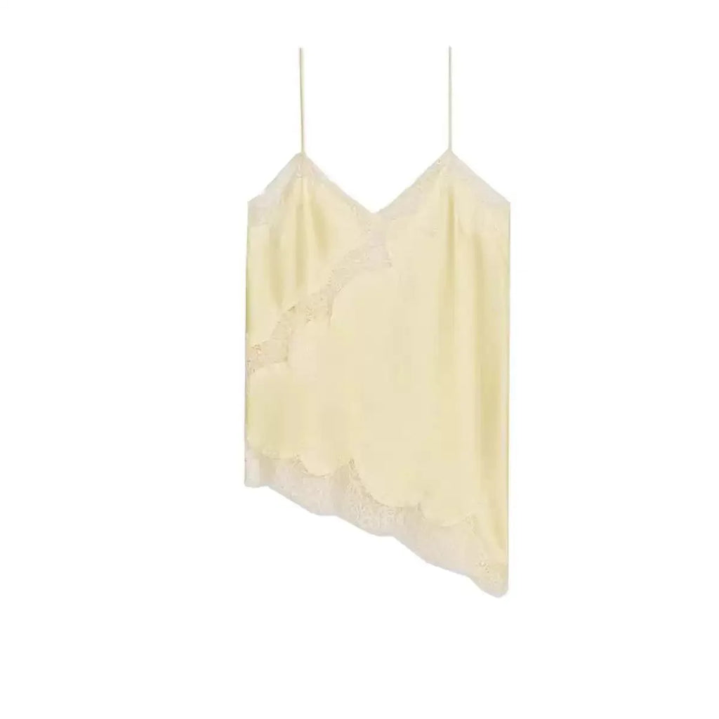 Elegant Asymmetrical Slip Top for Women Summer Y2K Lace Black Off-Shoulder Sleeveless Backless Camisole Tops