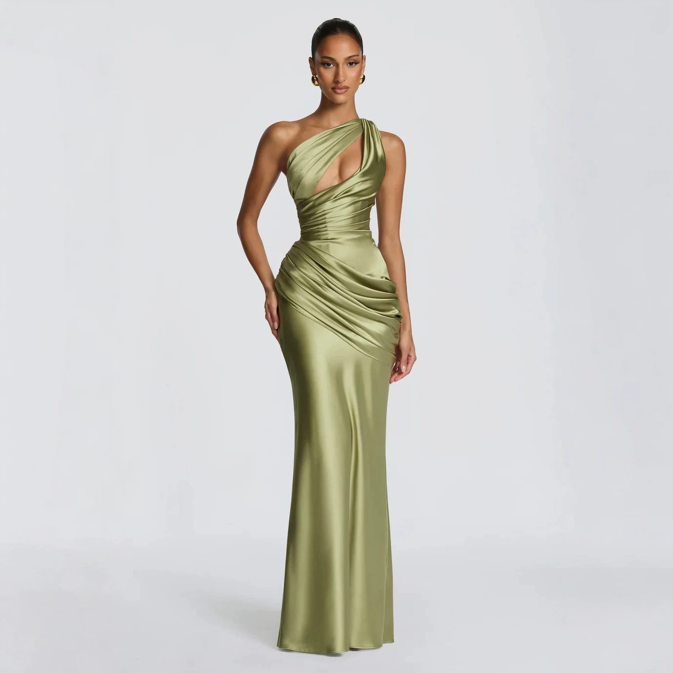 Satin Asymmetric Evening Gown