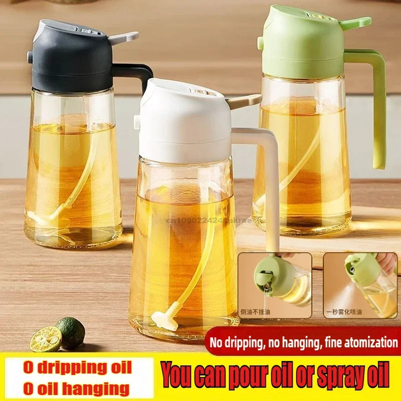 Olive Oil Spray Bottle for Oil Bottle Pouring for Cooking Oil Spices Camping Dispenser with Automatic Lid Spice Shaker